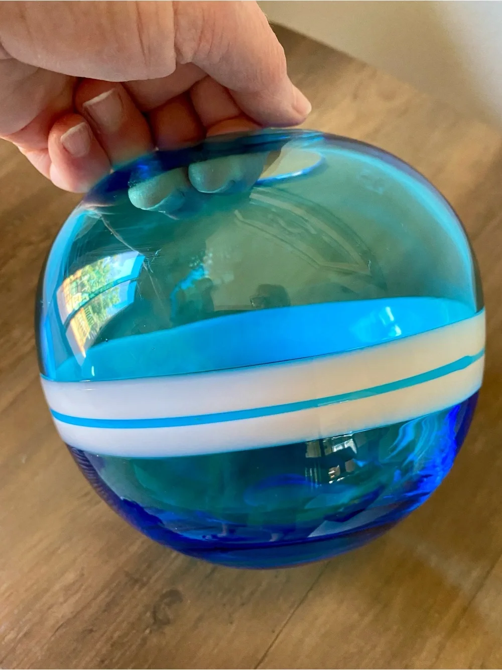 Zodax Blue Glass Round Vase
